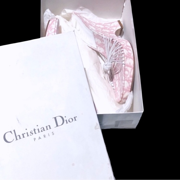 DIOR Girly Pink Monogram Logo Denim Trotter Platform Wedge Sandal Mule - Picture 3 of 9